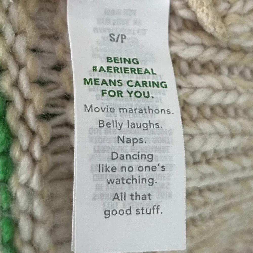 Aerie Intarsia Green and Blue Stripe Sweater Size SP - Picture 3 of 7